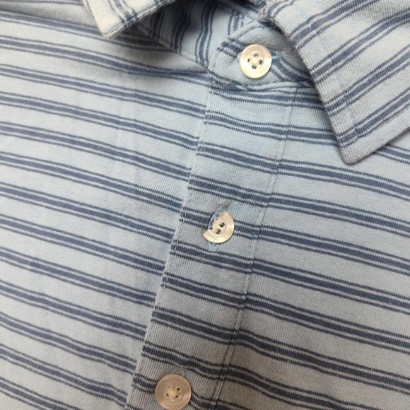 Vineyard Vines Edgartown Polo Shirt Mens Large Blue Stripe Pima Cotton Stretch - Picture 6 of 12